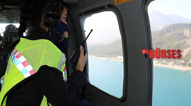 Antalya'da jandarma pandemi kurallarını havadan denetledi