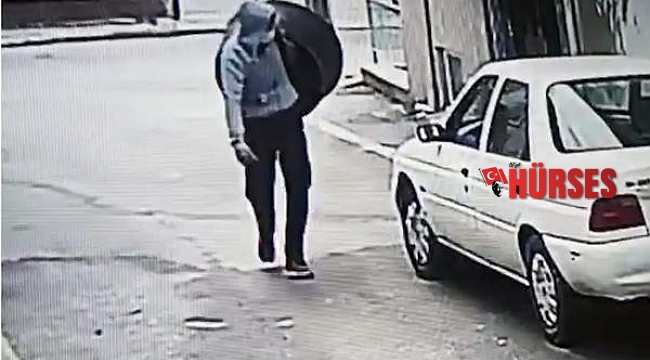 Çaldığı kazanla kameralara yakalandı