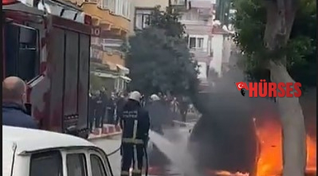 Çalıştırdığı otomobil bir anda alev aldı