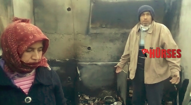 Evleri yanıp kül olan karı-koca ortada kaldı