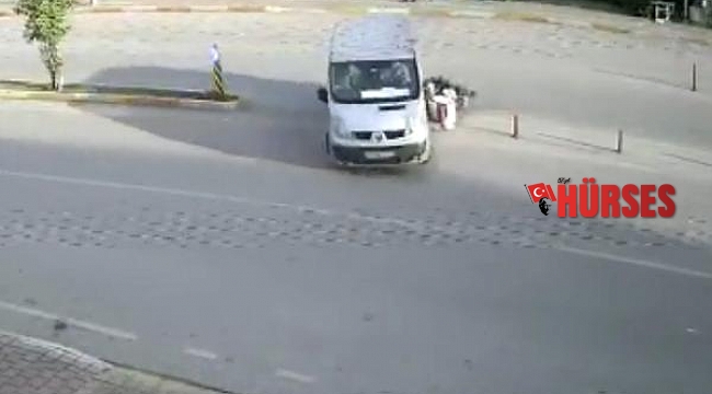 Yaşam mücadelesi veren kuryenin trafik kazası, güvenlik kamerasında