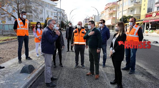 Başkan Tütüncü, Kafeler Caddesi'ndeki çalışmaları denetledi