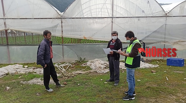 Fırtınada zarar gören seralar için çalışma başlatıldı