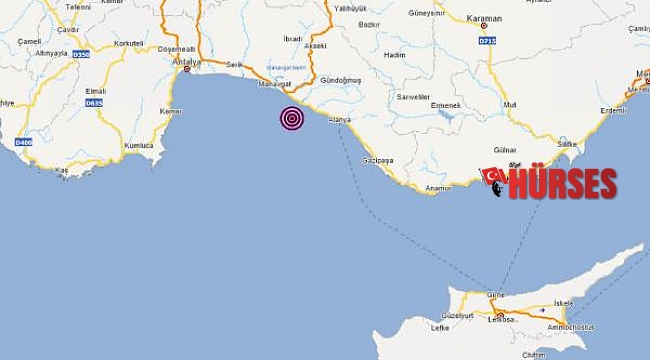 Akdeniz'de 4 büyüklüğünde deprem
