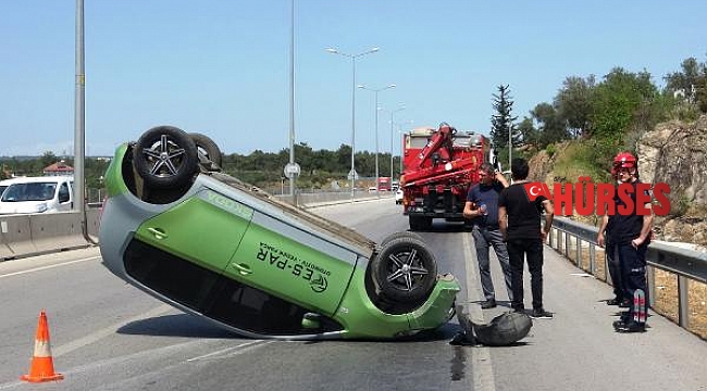 Aracının takla attığı kazada yaralanmayan sürücü: Kemerim takılıydı