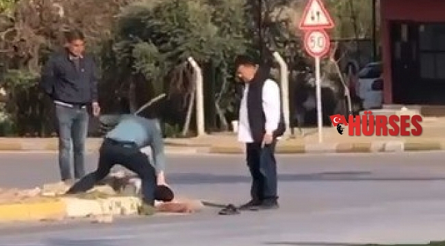 Sokak ortasında sırayla dayak cep telefonu kamerasında