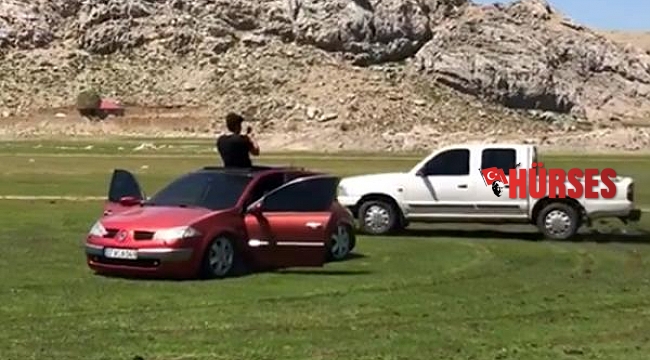 Kısıtlamayı ihlal edip merada drift yaptılar