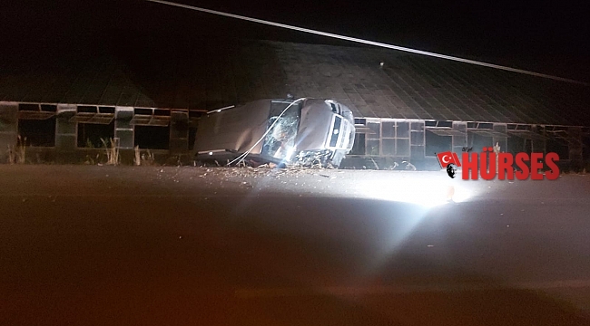 Elektrik direğine çarpan alkollü sürücü otomobiliyle seraya girdi