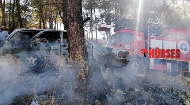 Seyir halindeki otomobil yandı