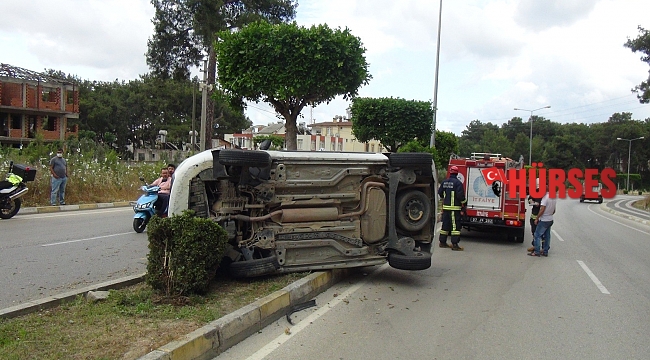Takla atan otomobilden burnu bile kanamadan çıktı