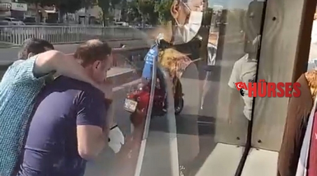 Trafikte yolcu otobüsü şoförüne paspaslı saldırı