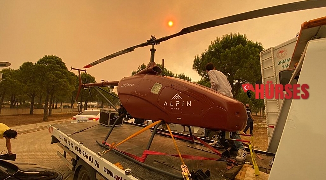 Manavgat'taki yangın insansız helikopter ile gözlenecek