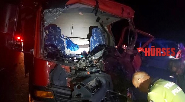 TIR'a çarpan kamyonun sürücüsü yaralandı