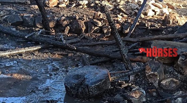 Çoban barakası yanarak küle döndü