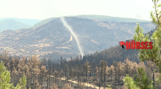 Manavgat'ta yangın alanındaki küçük hortum korkuttu