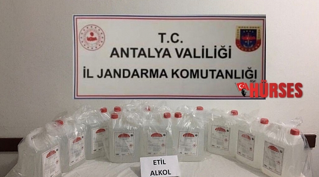 Kaş'ta evde kaçak olarak üretilen 60 litre etil alkol ele geçirildi