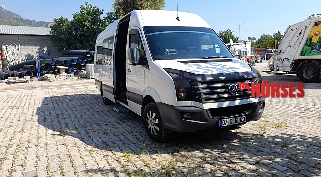 Kemer'de okul servislerine dezenfekte çalışması