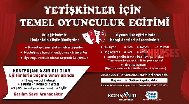 Konyaaltı'ndan yetişkinler için temel oyunculuk eğitimi