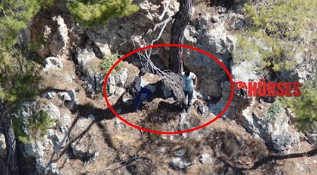 Uçurumda mahsur kalan 2 defineciyi ekipler kurtardı