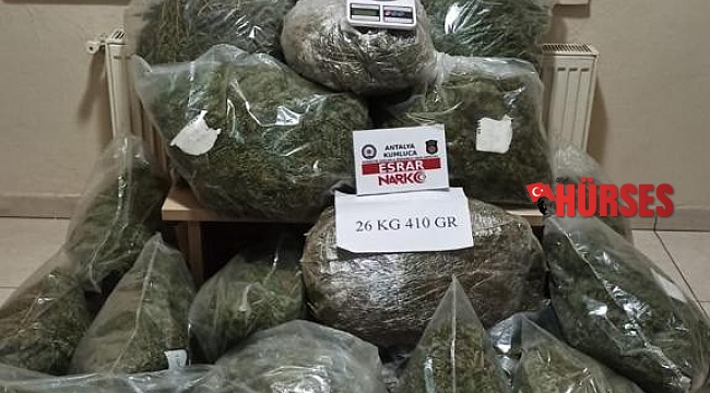 Antalya'da 26 kilogram esrar ele geçirildi