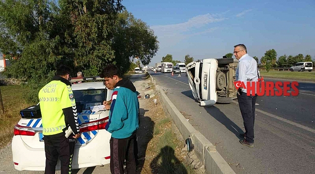 Takla atan ticari araçtan burnu bile kanamadan çıktı