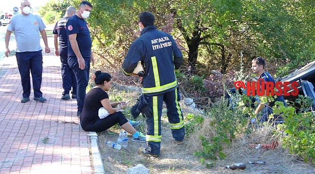 Takla atarak hurdaya dönen araçtan mucize kurtuluş