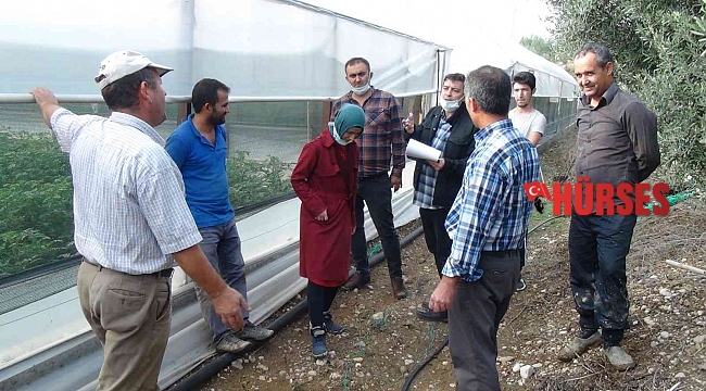 Sel baskınları sonrası zarar gören seralarda hasar tespit çalışmaları başladı