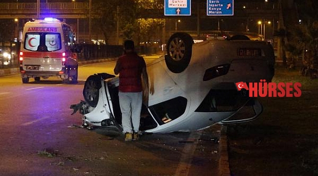 Yolun bittiğini fark etmeyince otomobiliyle takla attı