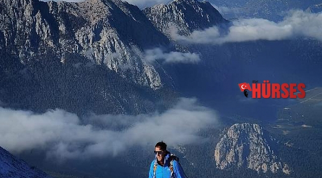 Antalya'nın dağlarında eşsiz kış manzarası