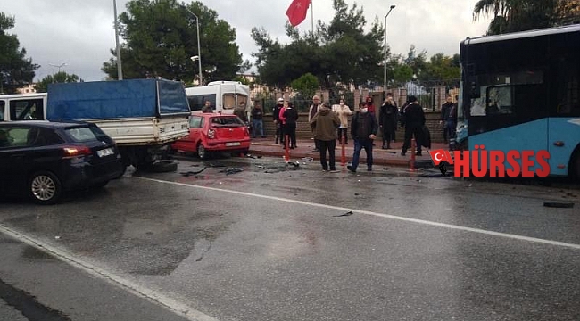 Freni patlayan şehiriçi yolcu otobüs kontrolden çıktı