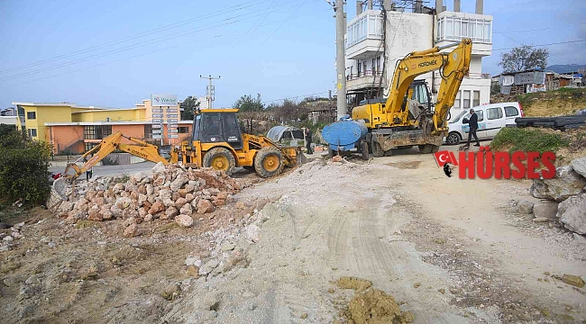 Alanya Acınar'da yol genişletme çalışması