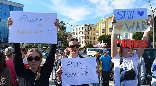 Alanya'daki Ukraynalılardan protesto