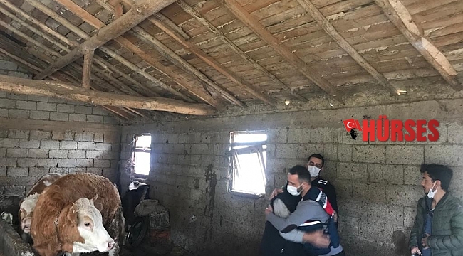 Hayvanlarına kavuşan besici büyük mutluluk yaşadı