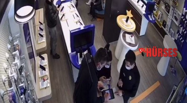 İş yerinden 3 telefon çalan hırsızın rahatlığı 'pes' dedirtti