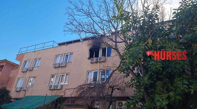 Otel lojmanında çıkan yangında alevlerin arasında mahsur kaldılar