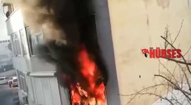 Alev alev yanan daire mahalleliyi korkuttu