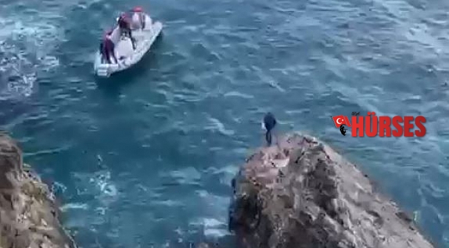 Balık avlarken falezlerde mahsur kalan amatör balıkçı için kurtarma operasyonu