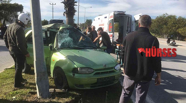Otomobil aydınlatma direğine çarptı: 1 ağır yaralı