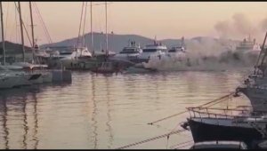 Bodrum'da teknede yangın paniği