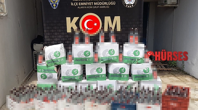 Kapalı otelin gizli bölmesinde sahte alkol ele geçirildi