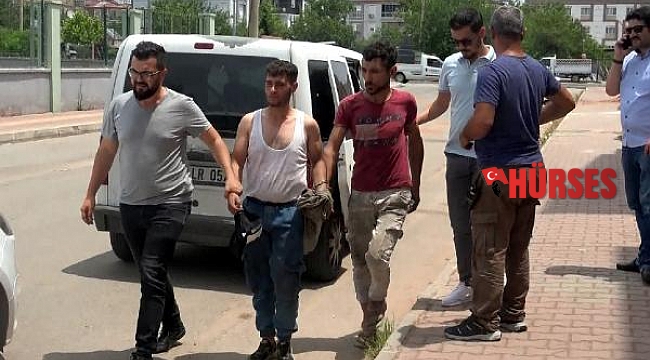 Çaldıkları araç arızalanınca iterek götürmek isteyen şüpheliler yakalandı