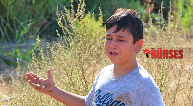 Alevlerin seralara yaklaştığını gören 11 yaşındaki Berat gözyaşlarına boğuldu