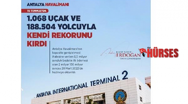 Cumhurbaşkanı duyurdu: Antalya Havalimanı 1068 uçuşla kendi rekorunu kırdı