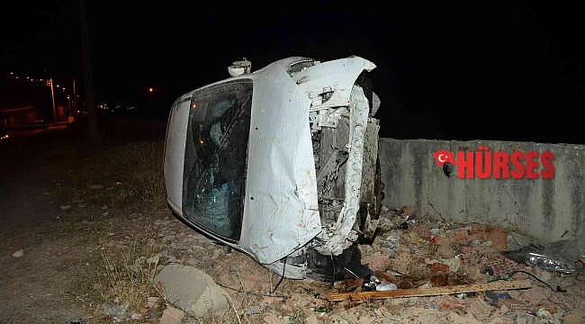 Kulübeye çarpan araç takla attı: 1 yaralı