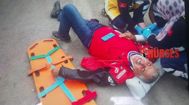 Motosiklet devrildi, sürücü yaralandı