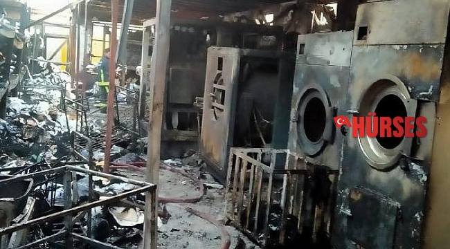 Serik'te bir otelin çamaşırhane bölümünde yangın çıktı