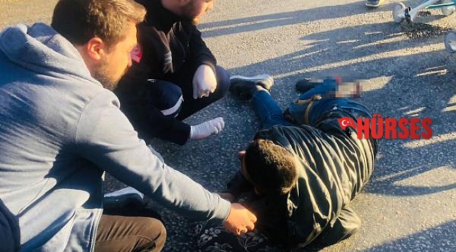 Kazada motosiklet sürücüsünün ayağı koptu