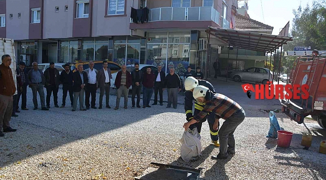 Mahalle muhtarından 55 vatandaşın katılımıyla yangın tatbikatı