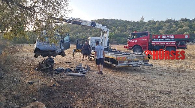 Tarlaya uçan otomobilin sürücüsü öldü