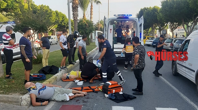 Yaya geçidinde motosikletin çarptığı Polonyalı turistler yaralandı